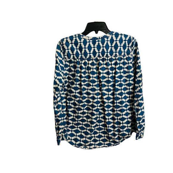 J.CREW The Indigo Tunic A-Line Top in Blue White Geometric Print Size XSmall/0 - Picture 5 of 8